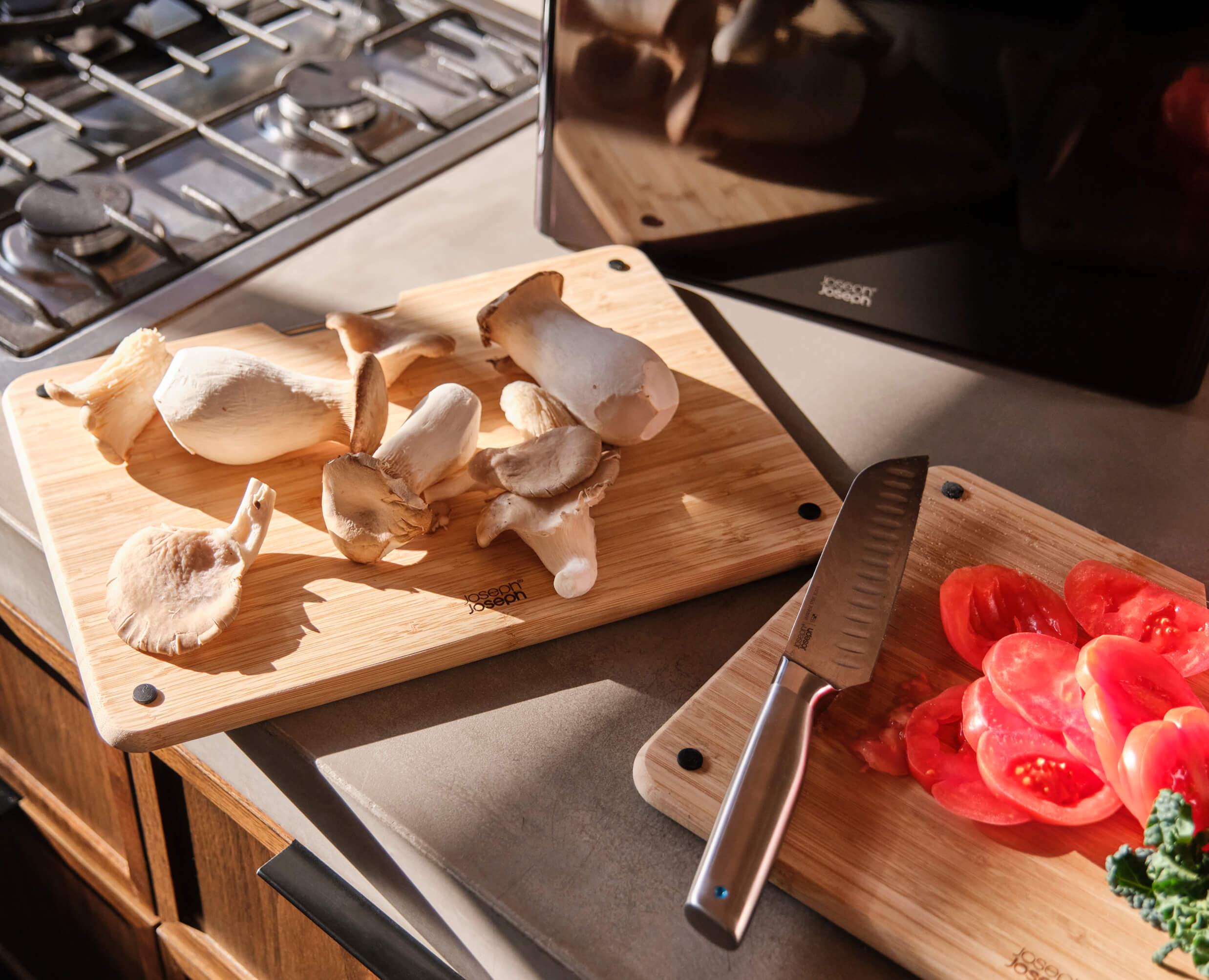 Folio™ Steel 3-Piece Bamboo Chopping Board Set With Black Stainless-Steel Case