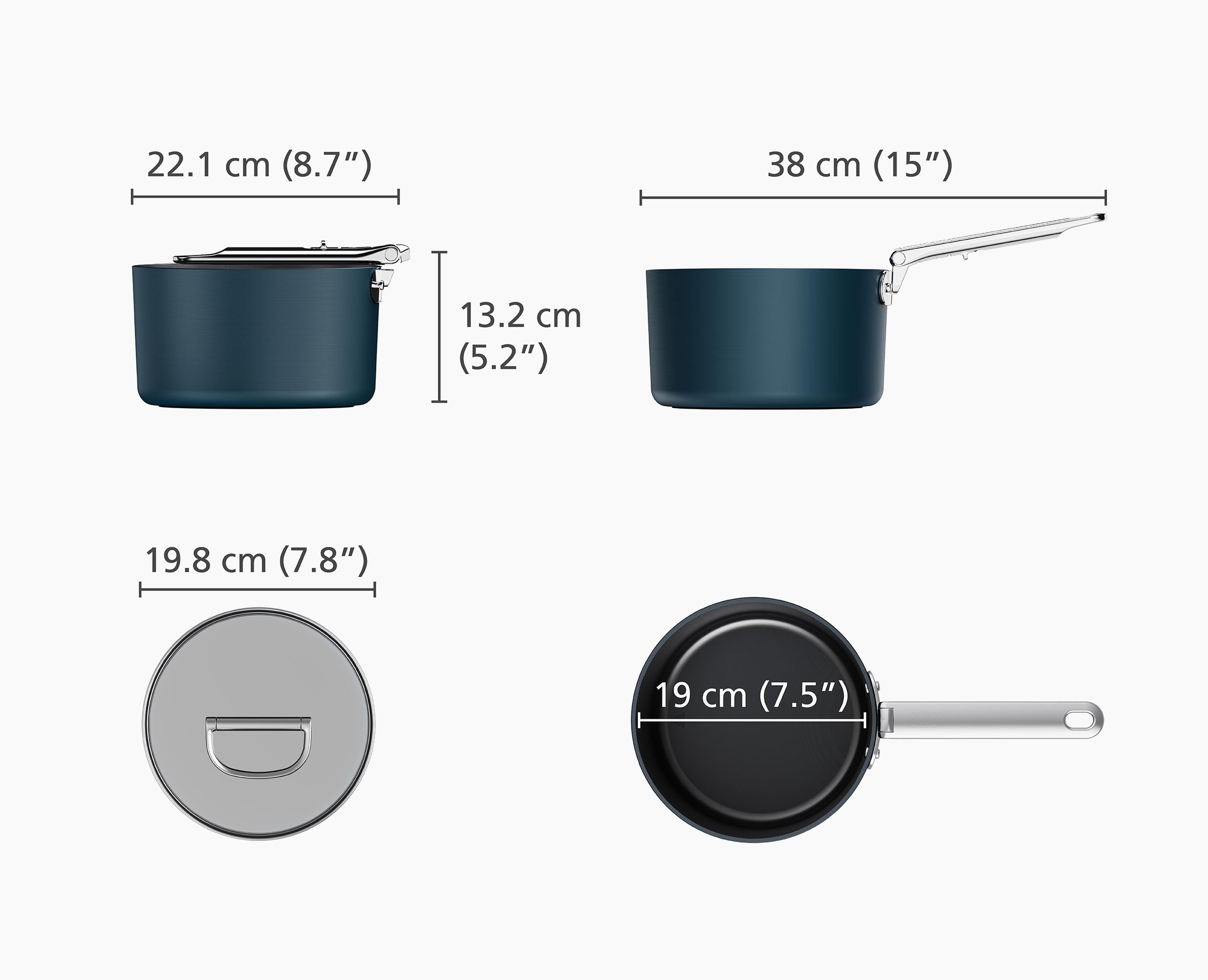 Space™ 19cm Non-stick Blue Saucepan & Lid - 45038 - Image 7