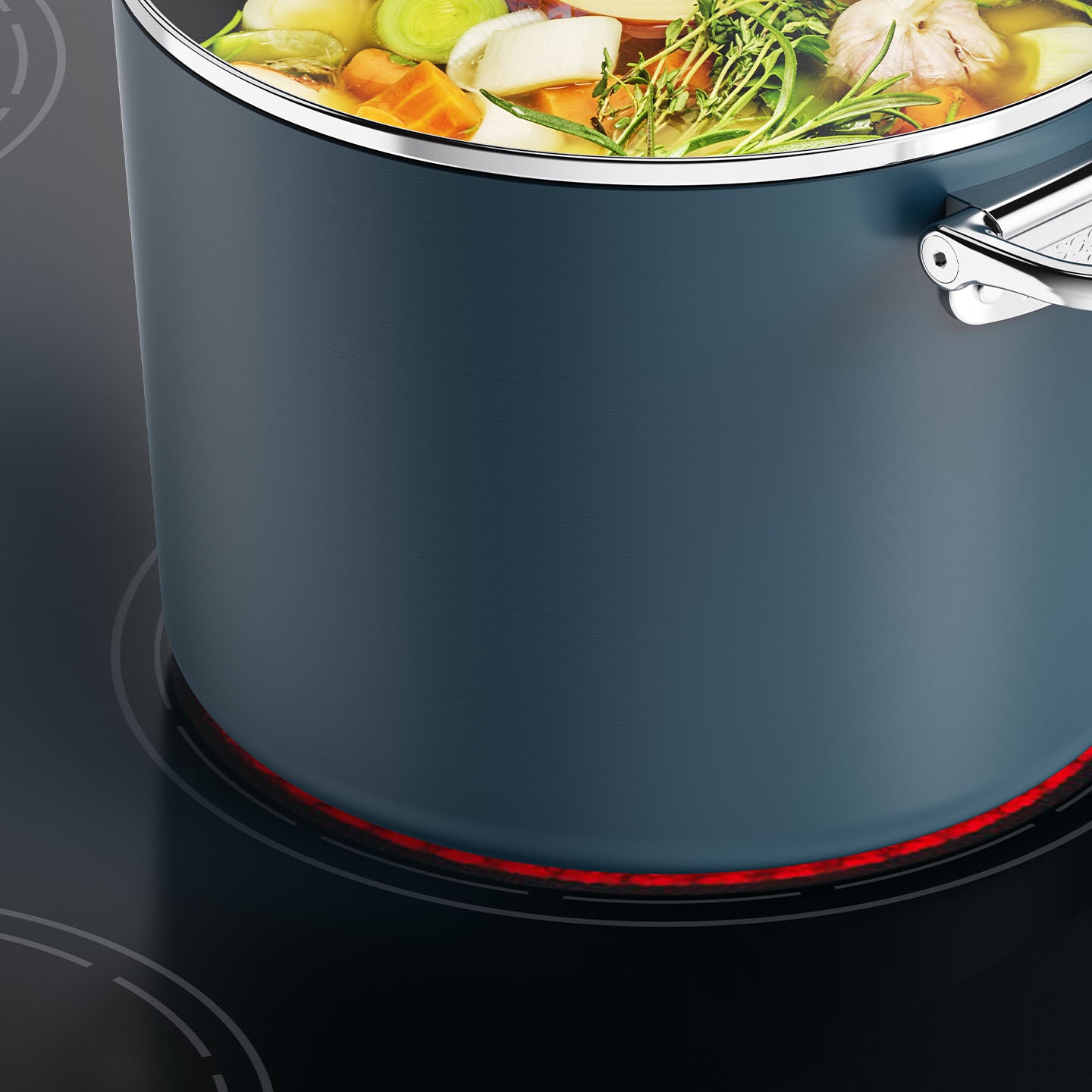 Space Cookware Blue Stock Pot on Induction Hob | Joseph Joseph