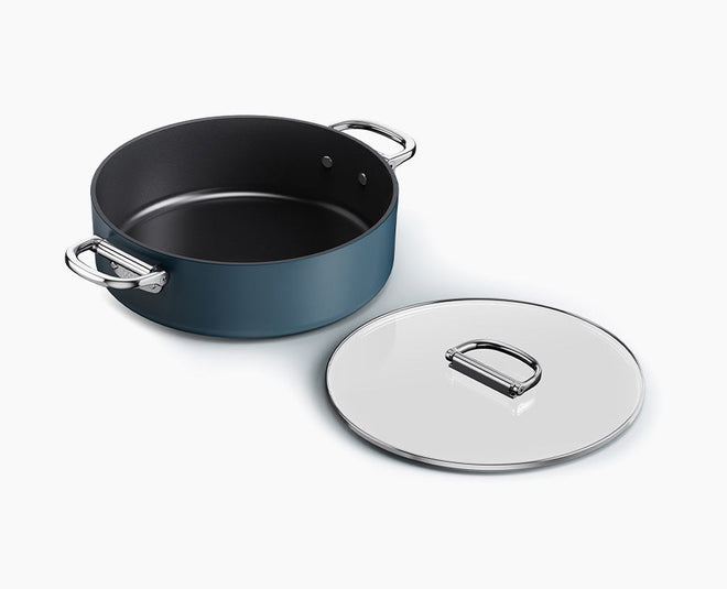 Space™ 28cm Non-stick Shallow Blue Casserole Pan & Lid - 45046 - Image 1