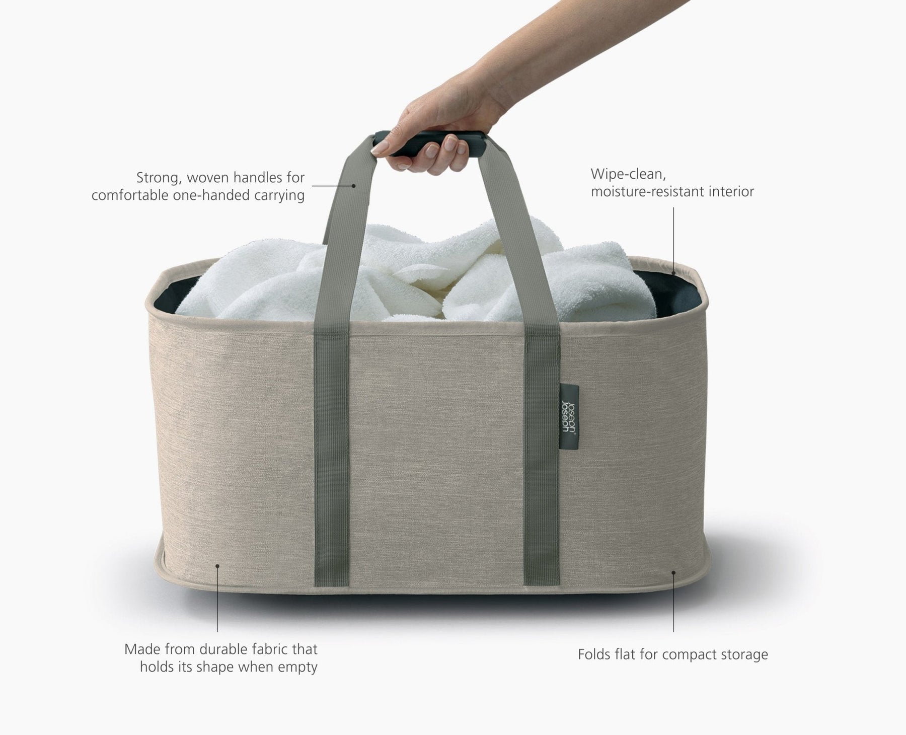 Hold-All™ Ecru Collapsible 35L Laundry Basket