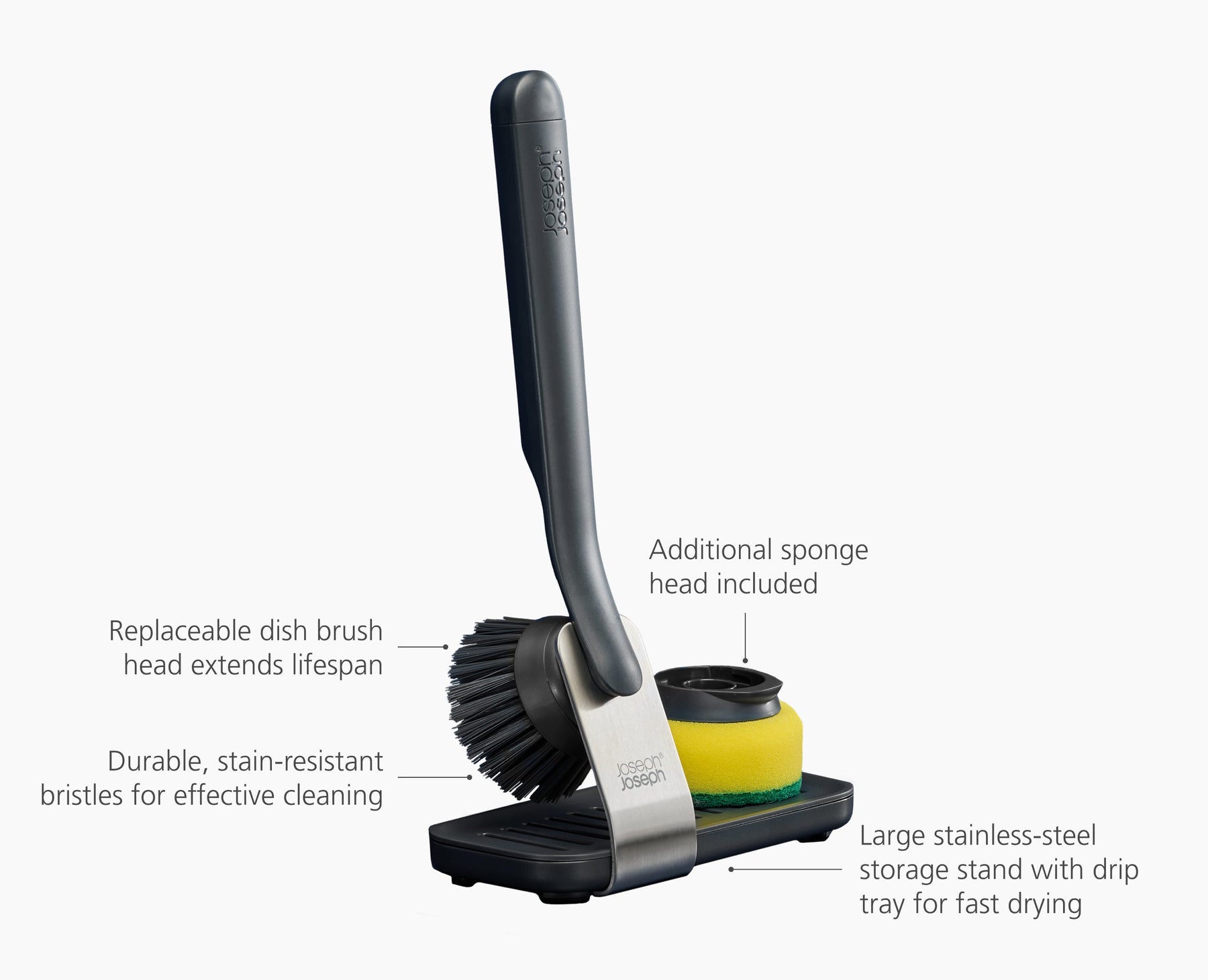 SinkTech Washing-Up Brush & Sponge Set with Steel Stand