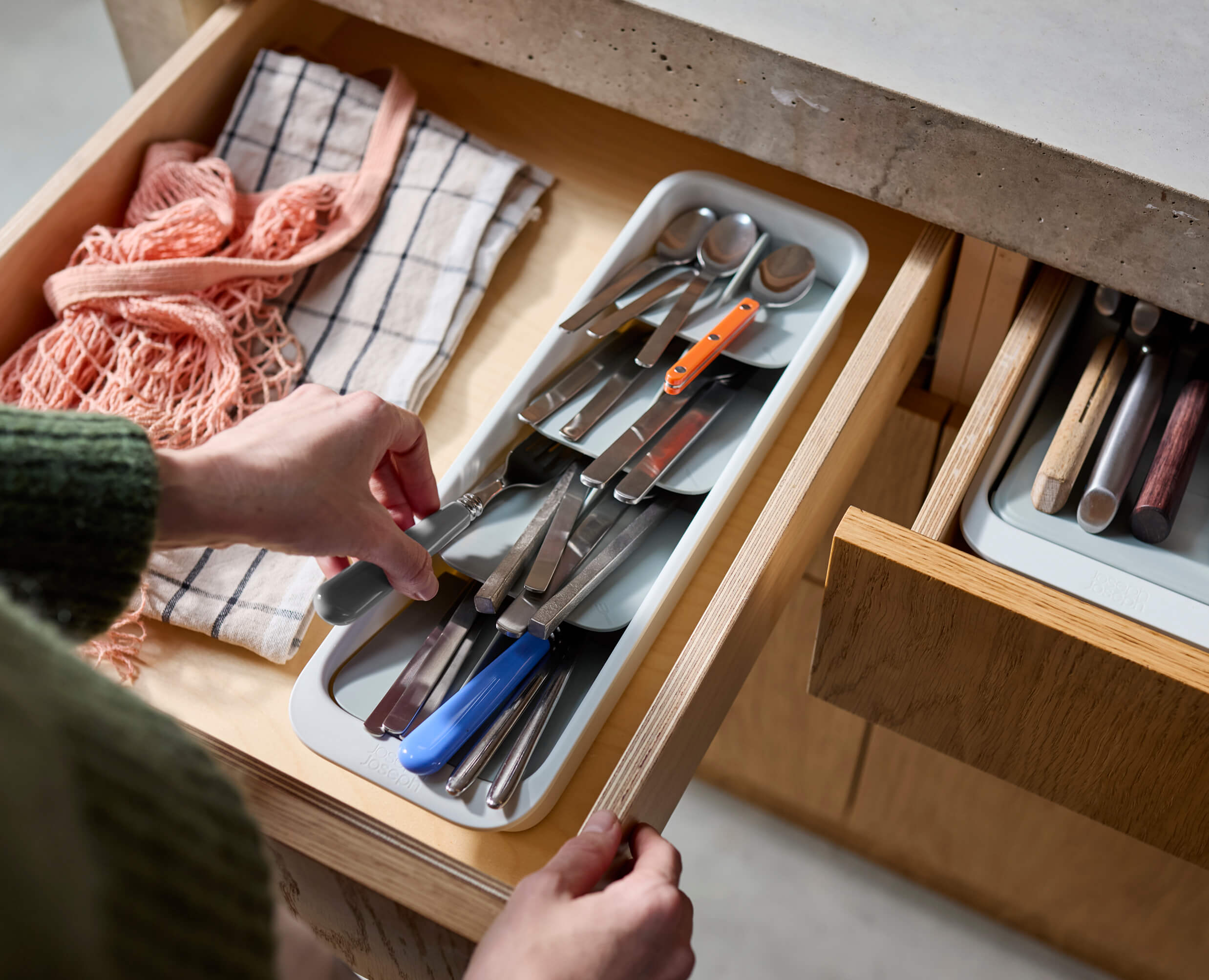 DrawerStore™ Compact Tiered Cutlery Organizer