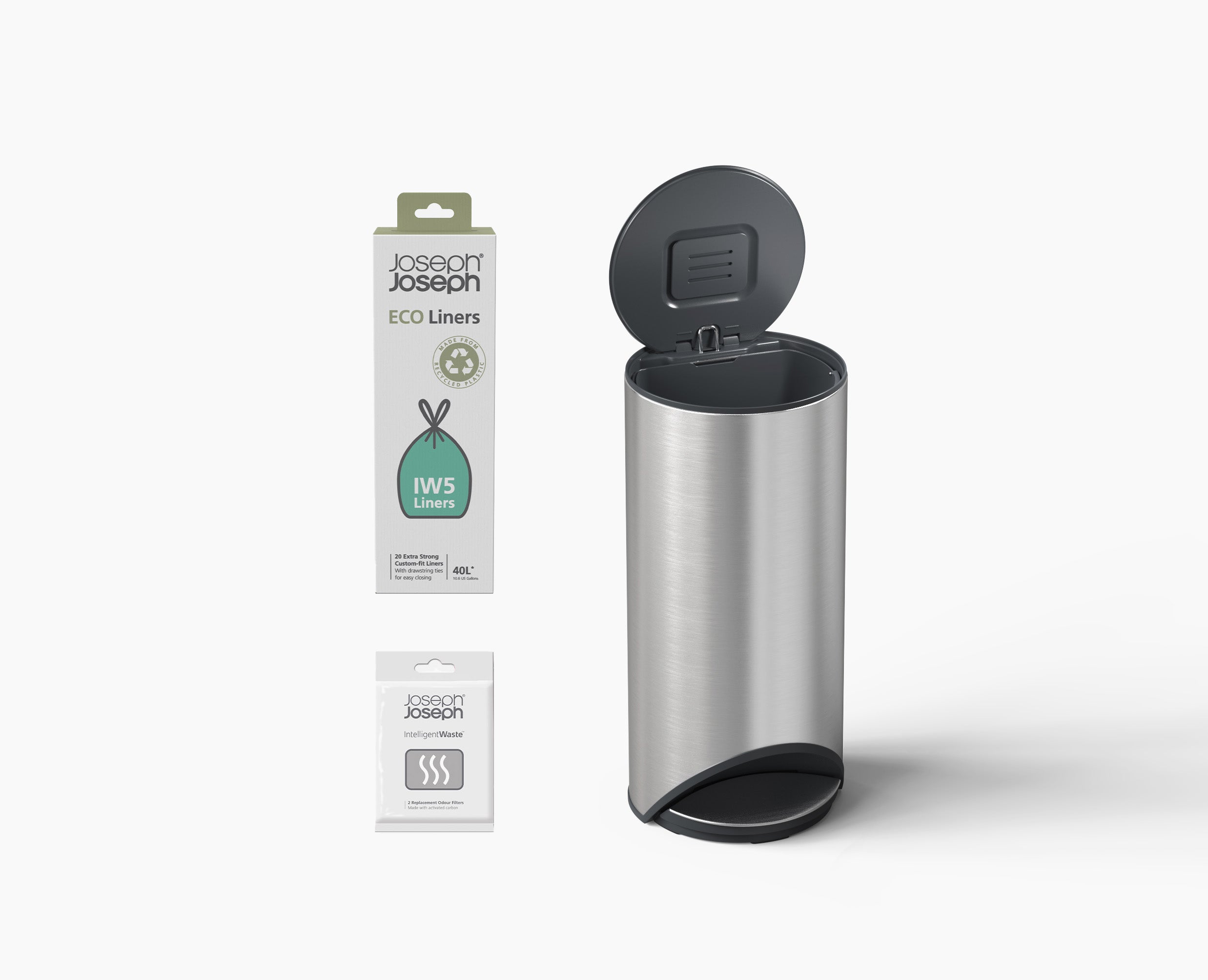 Arc™ 30L Easy-push Stainless-steel Pedal Trash Can Starter Set