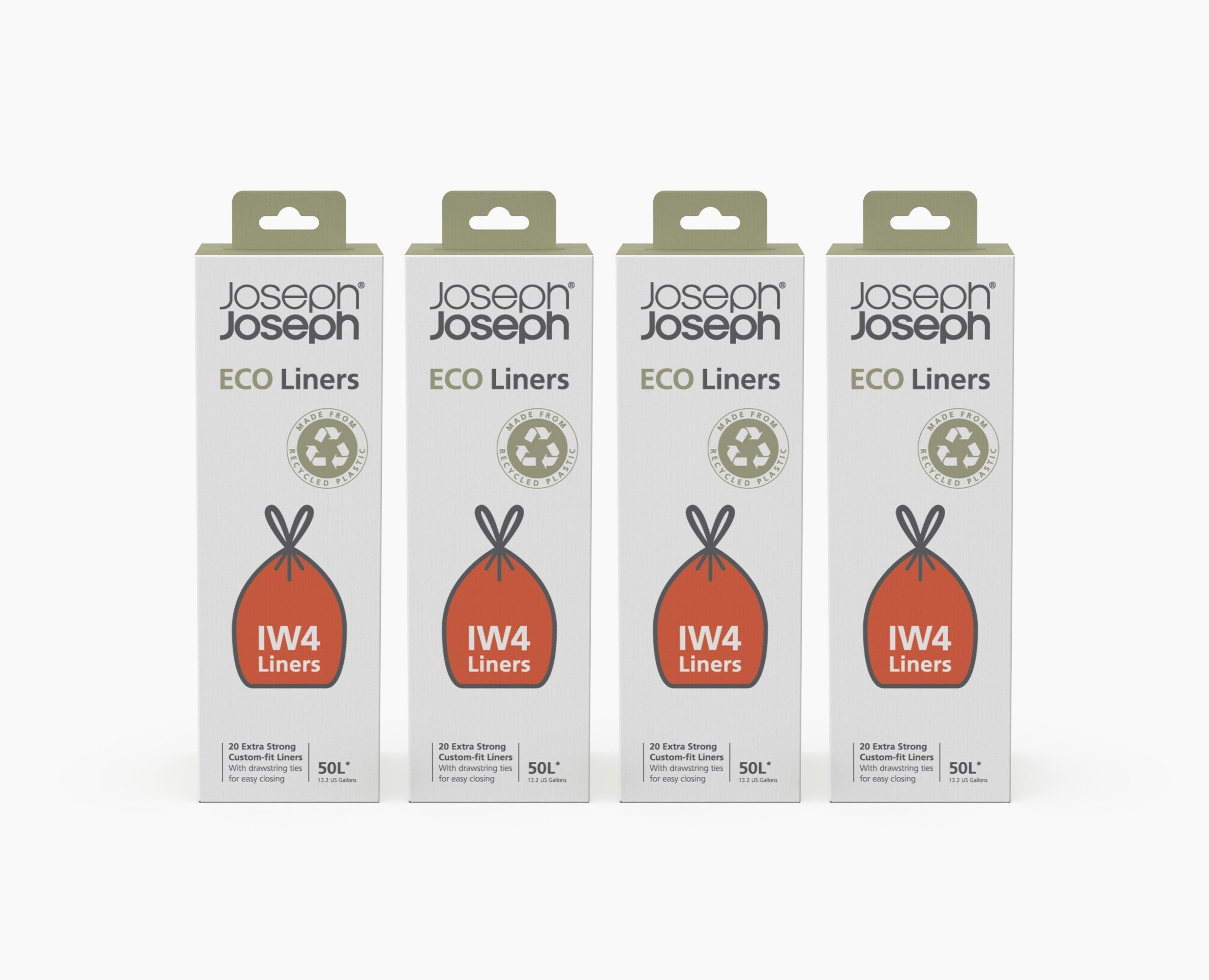 4-pack IW4 50L Gray Recycled Trash Bags | Joseph Joseph US