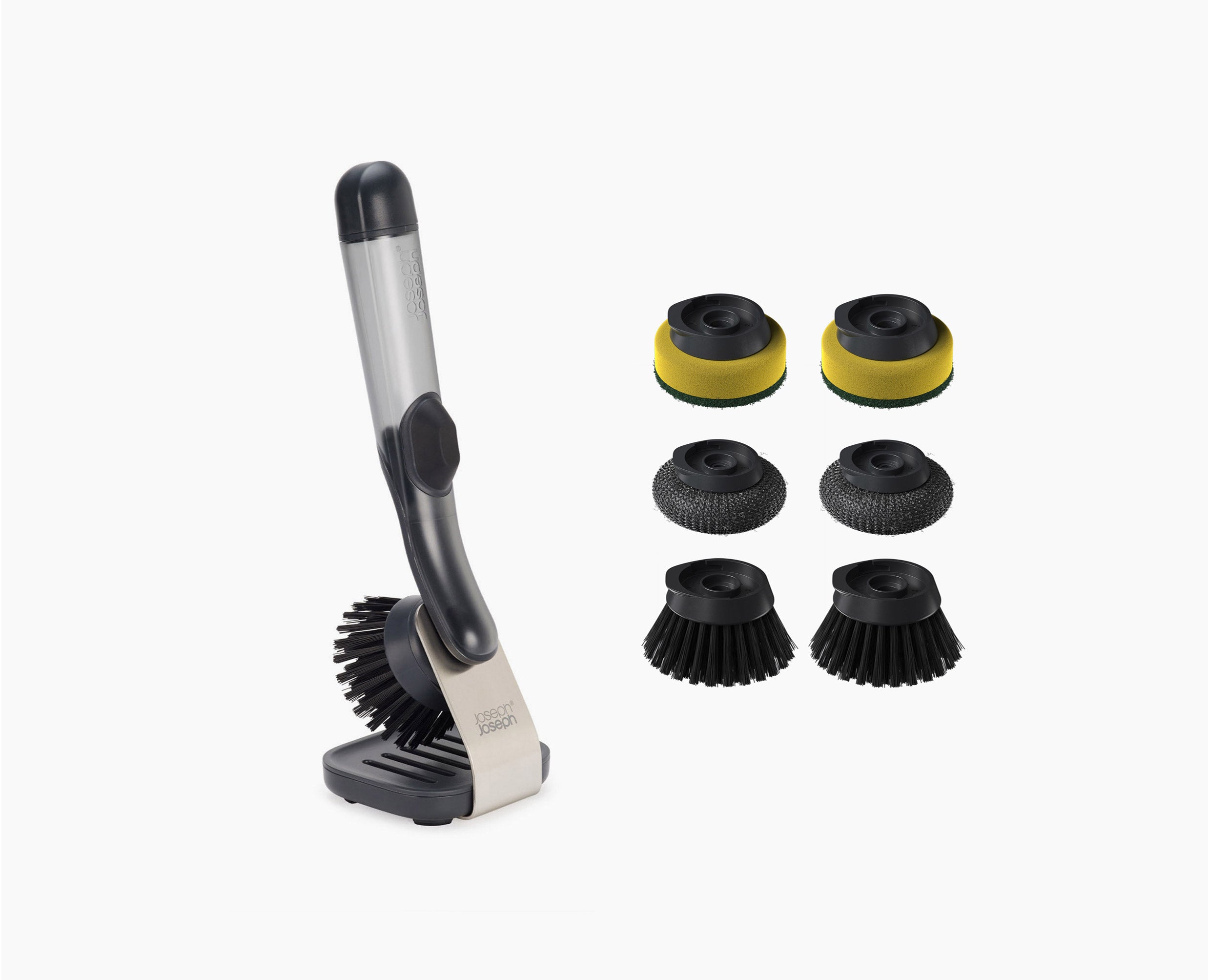 SinkTech™ Soap Dispensing Dish Brush with Steel Stand & Extra Heads