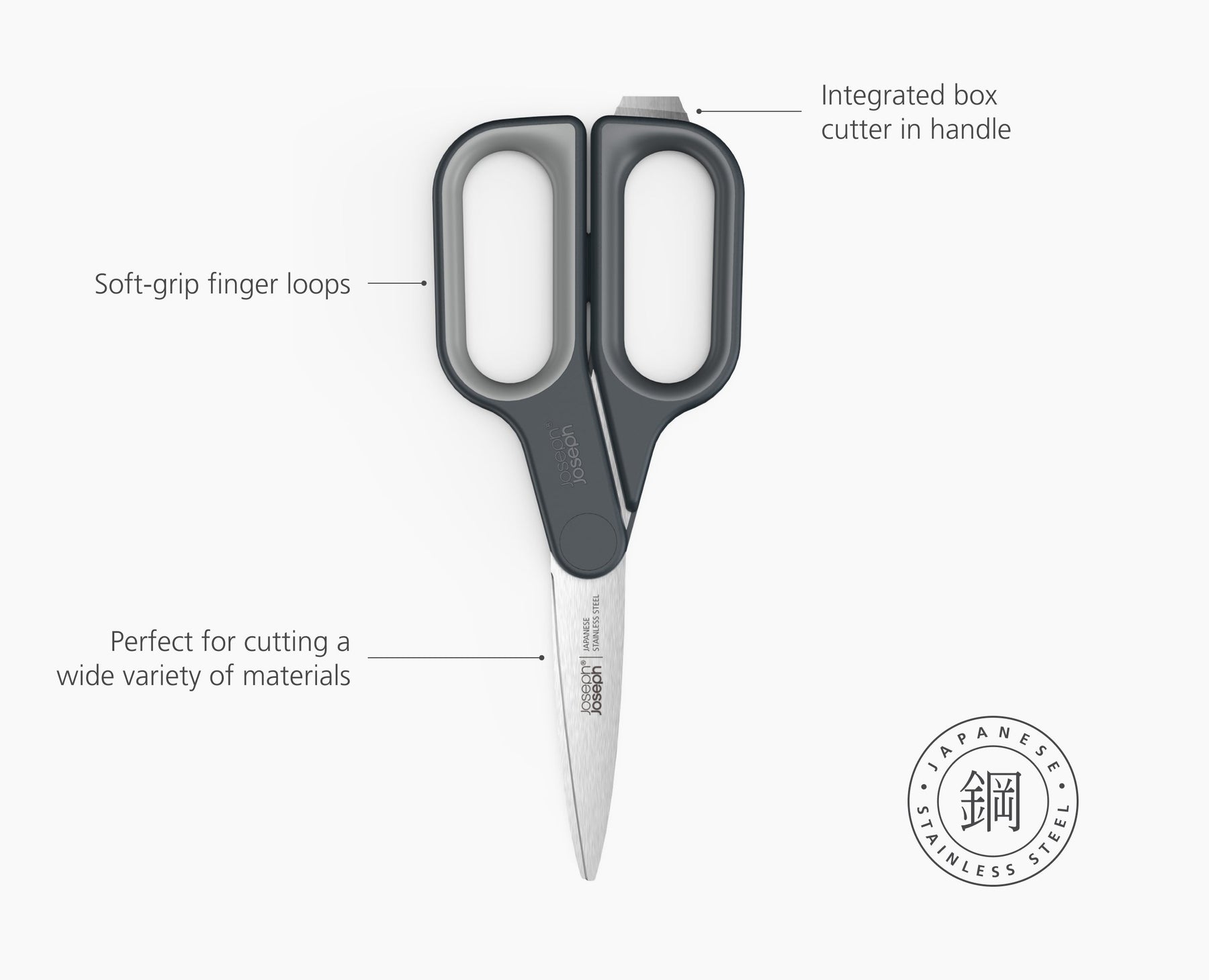 CutPlus Grey Scissors with Integrated Box Cutter