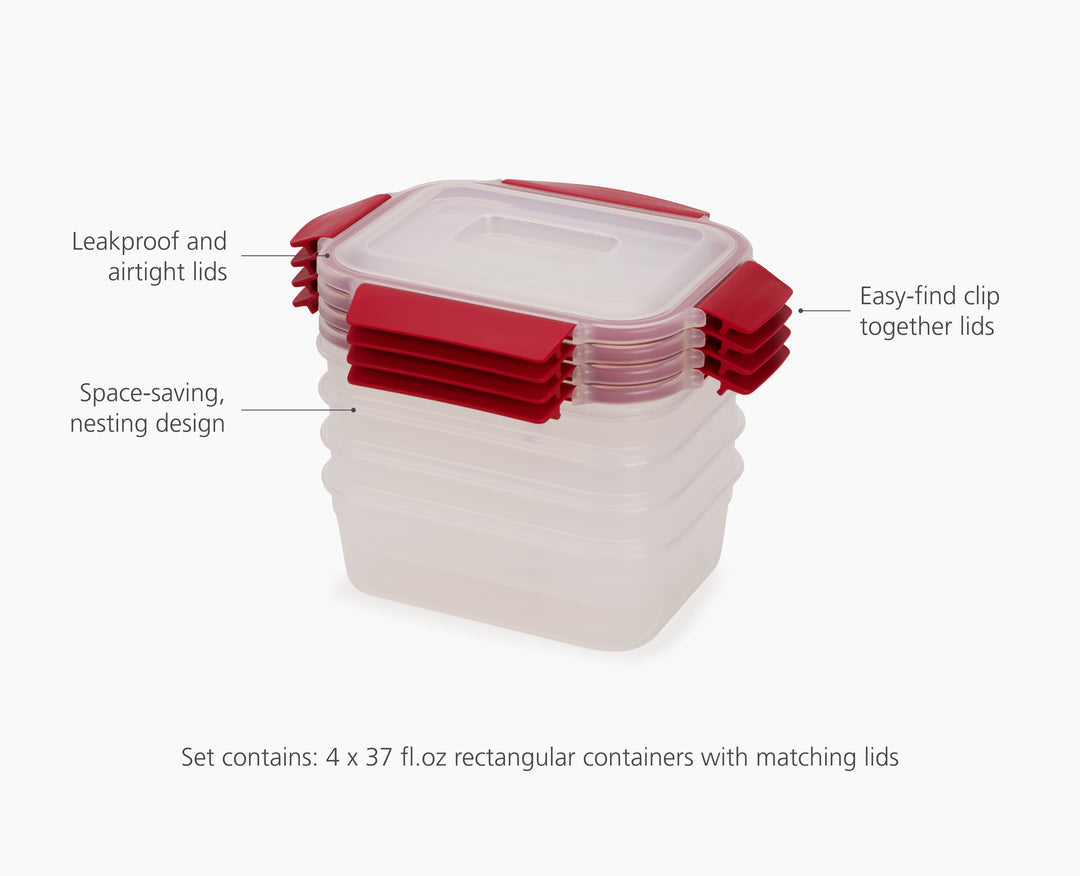 Nest™ Lock 4 Food Containers Red | Joseph Joseph US