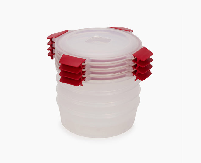 Nest Lock 4-Piece Red 1L Round Container Set - Image 1