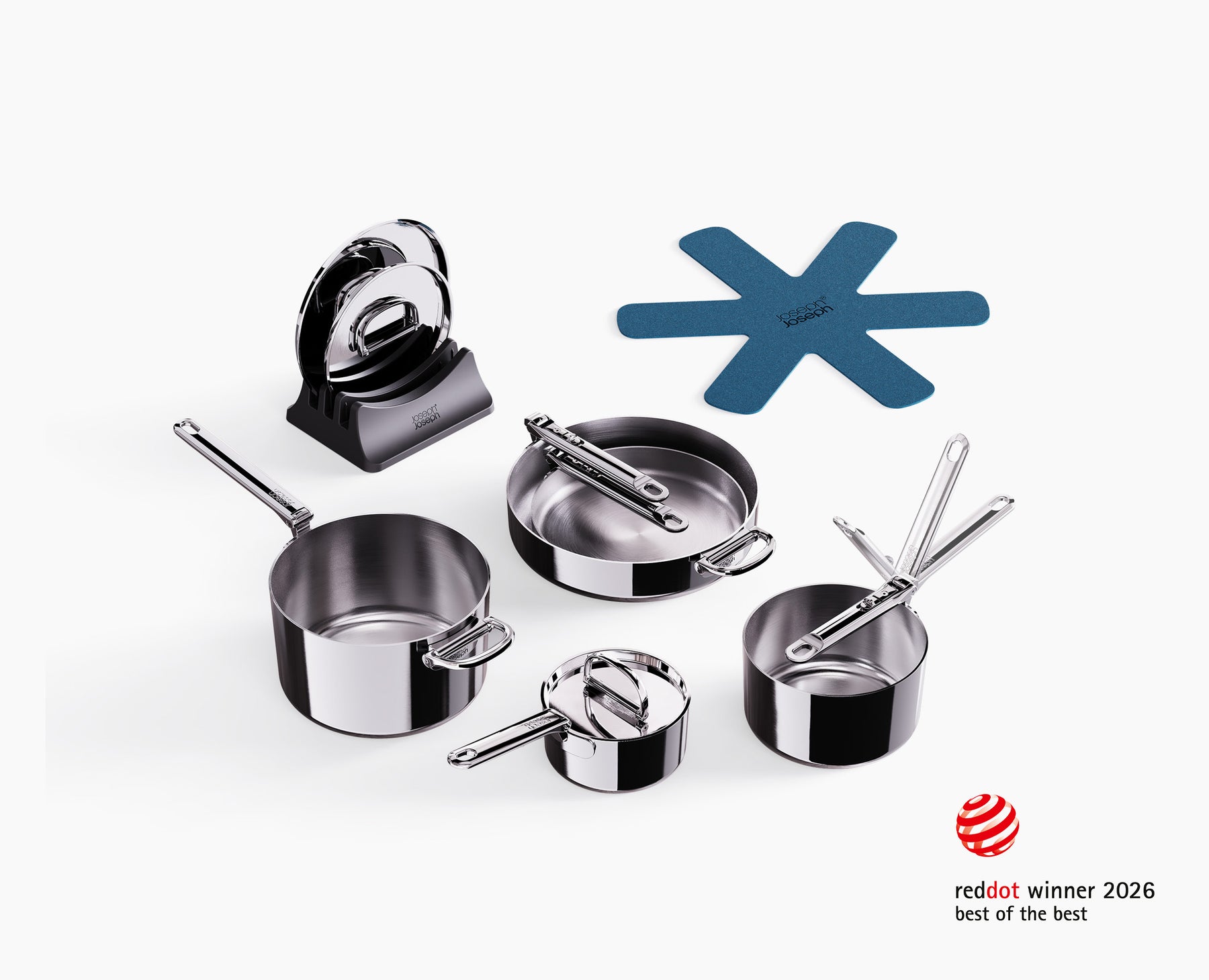 Space Steel Folding Handle 8-Piece Cookware Set