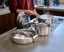 Space Steel Folding Handle 8-Piece Cookware Set