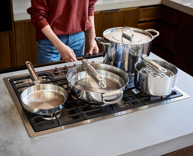 Space Steel Folding Handle 6-Piece Cookware Set