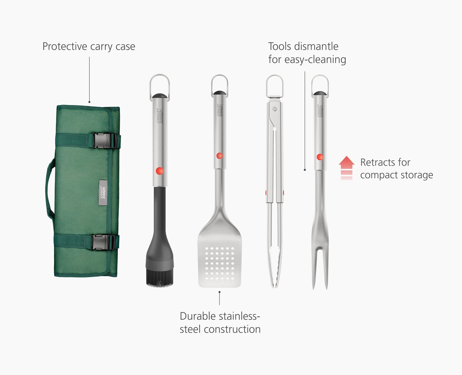 GrillOut™ 4-Piece Stainless-Steel BBQ Utensil Set with Storage Case