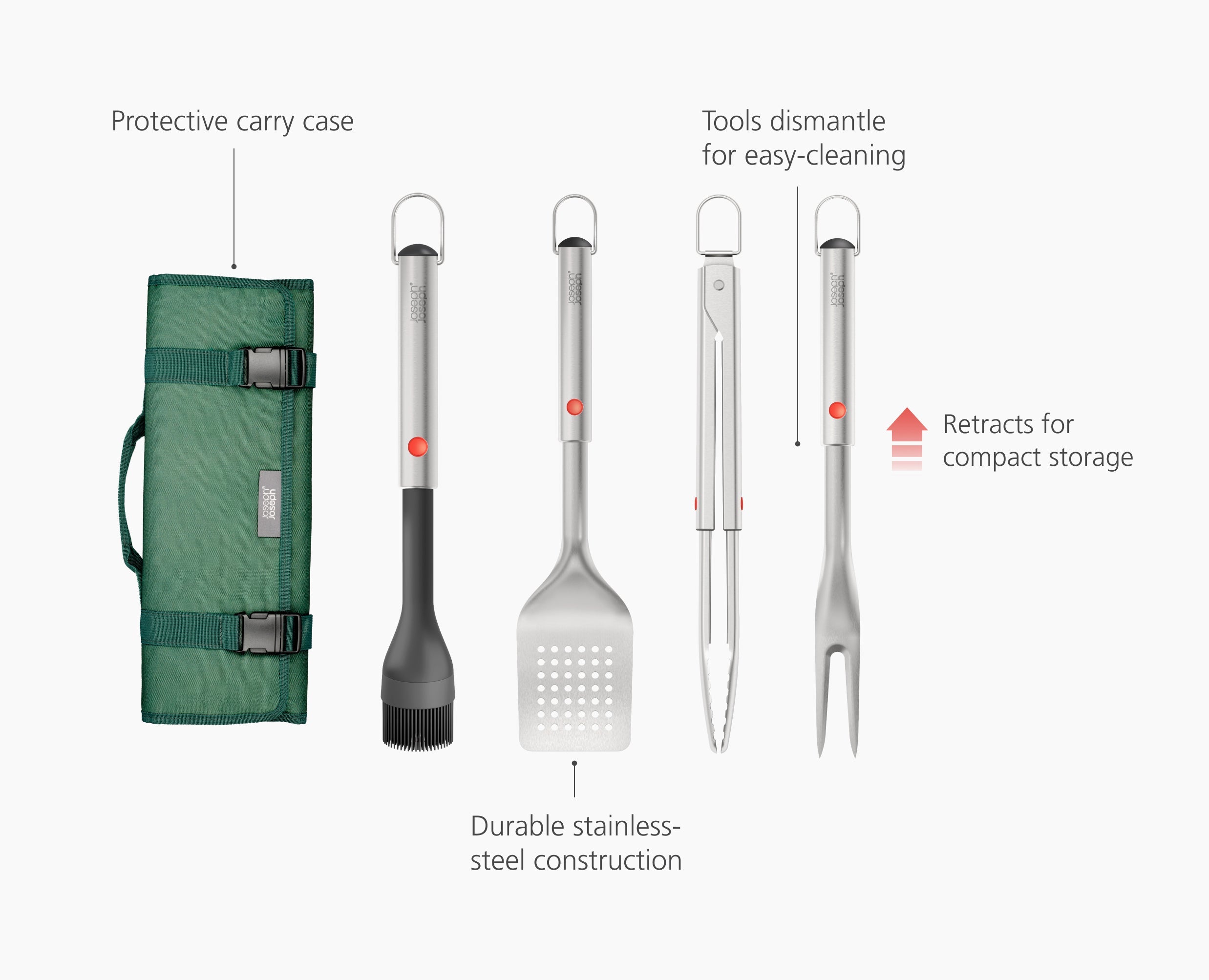 GrillOut™ 4-Piece Stainless-Steel BBQ Utensil Set with Storage Case