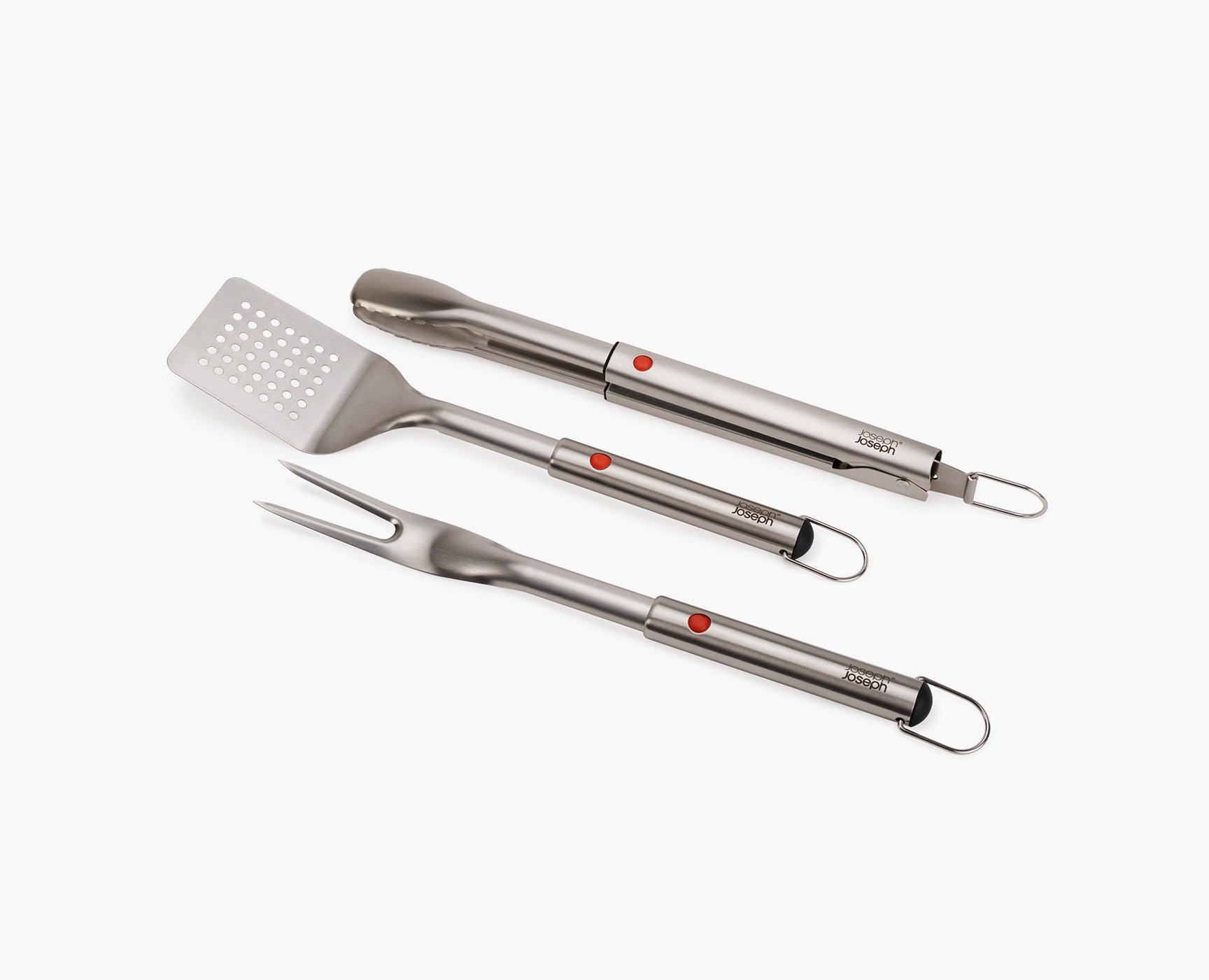 GrillOut 3-Piece Stainless-Steel BBQ Turner, Tongs &amp; Fork Set