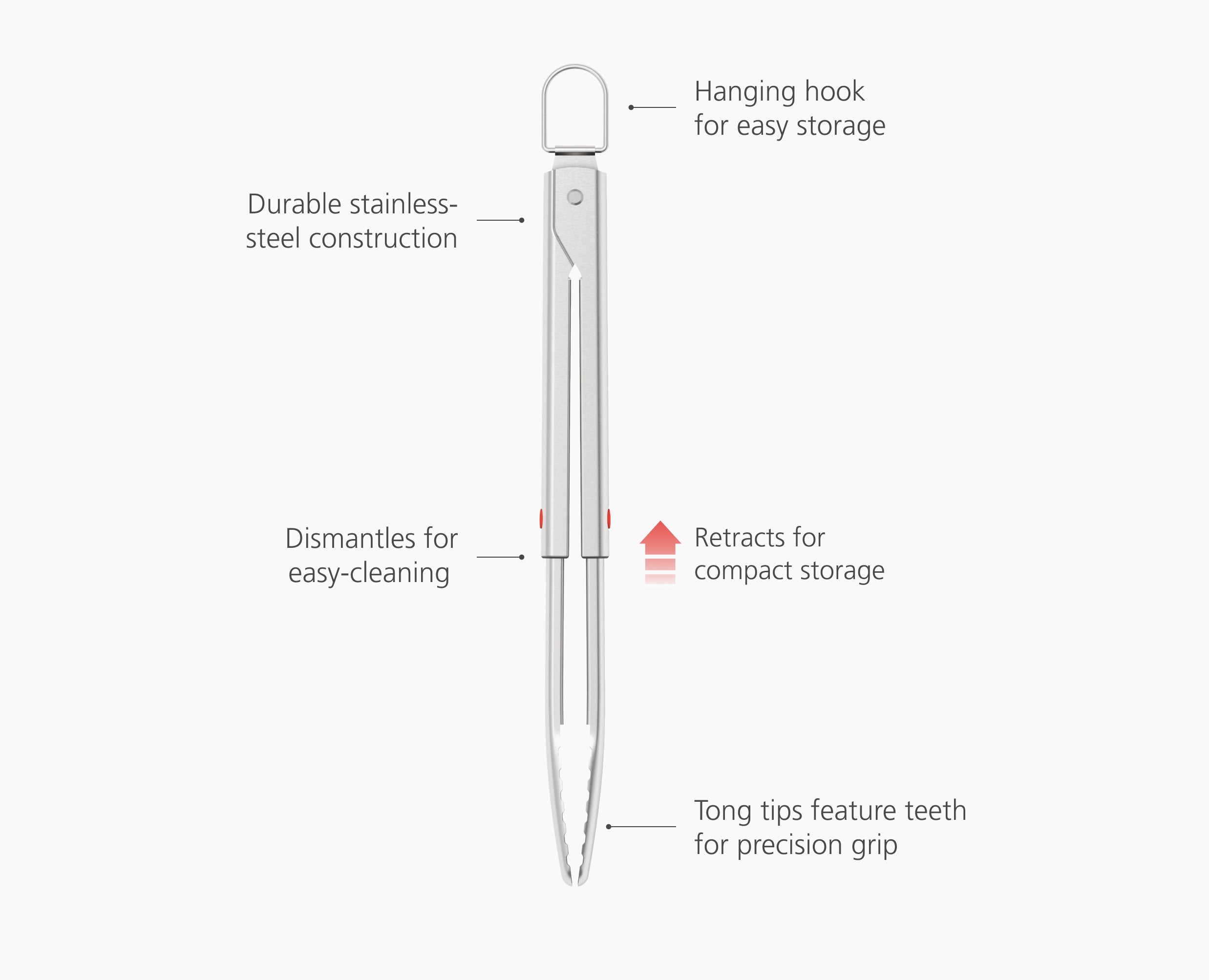 GrillOut Stainless-Steel BBQ Tongs with Extending Handle