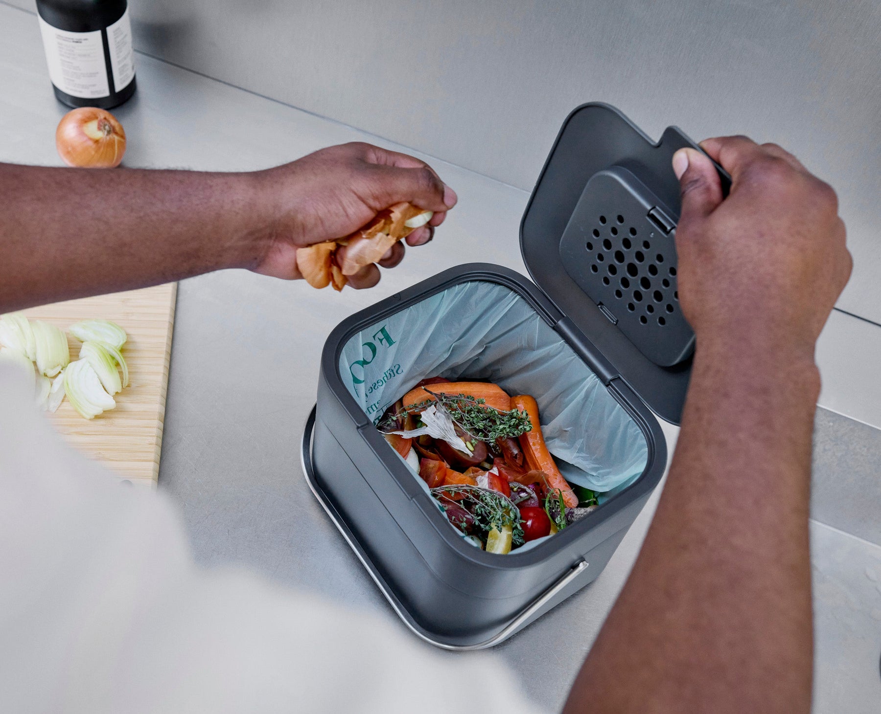 Stack 4L Grey Food Waste Caddy