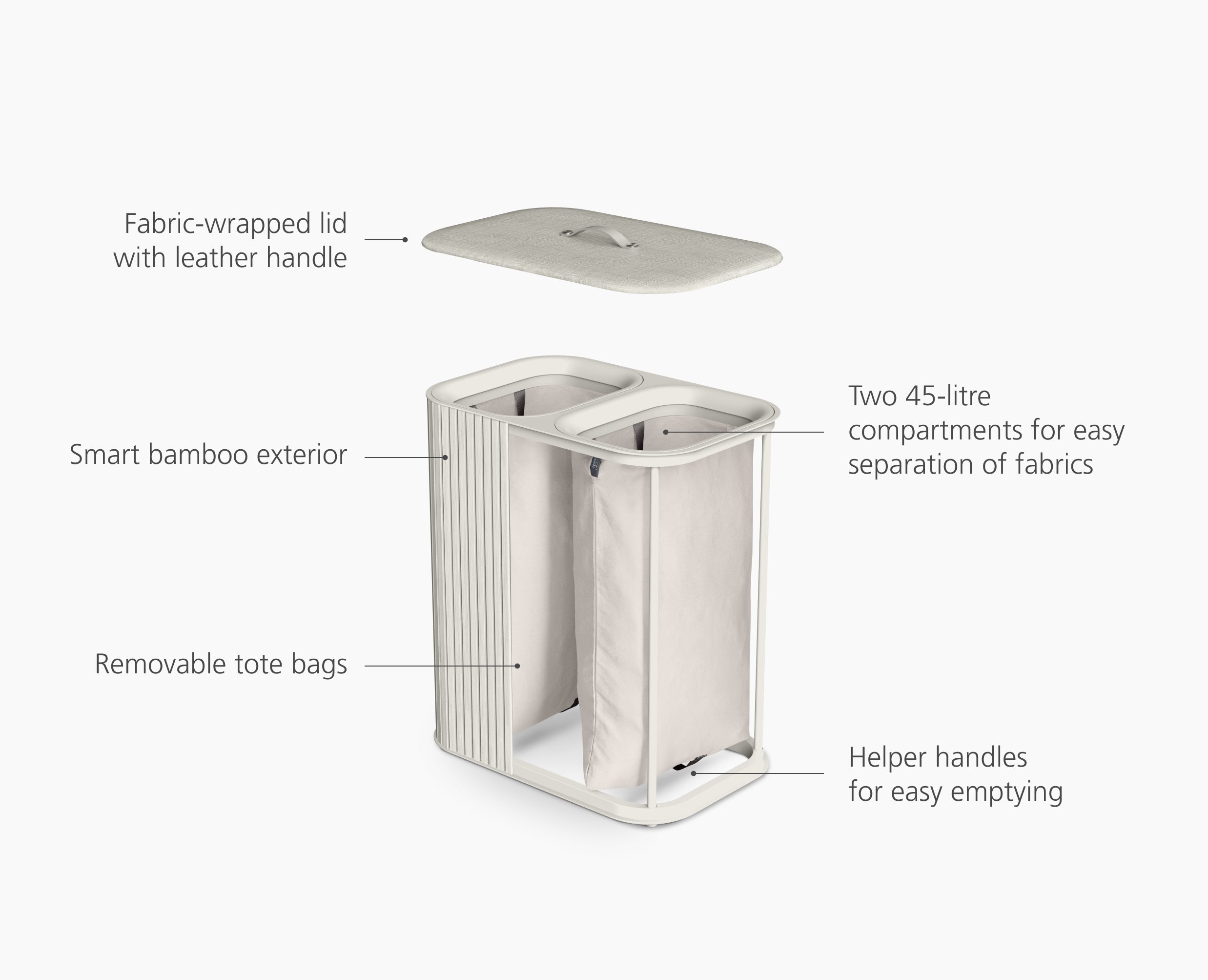 Tota Luxe 90L Ecru Laundry Separation Basket