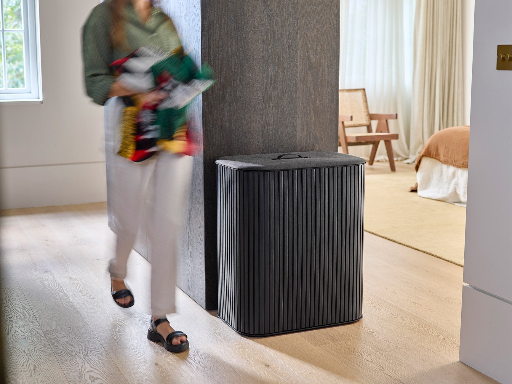 Luxury Triple Laundry Basket 90L in Black | Joseph Joseph US