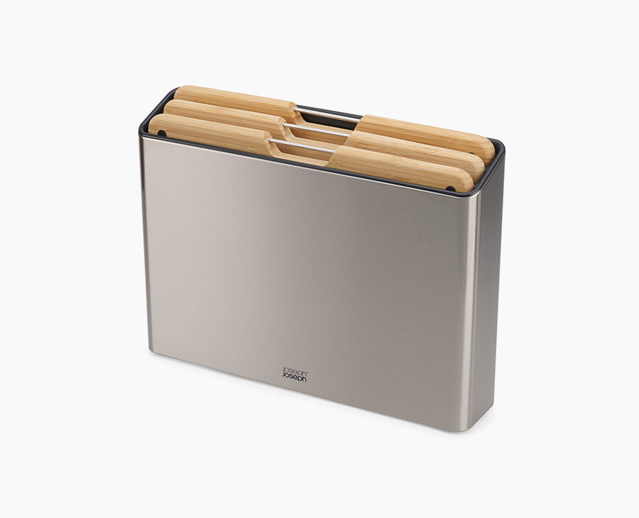 Folio™ Steel 3-Piece Bamboo Cutting Board Set With Stainless-Steel Case
