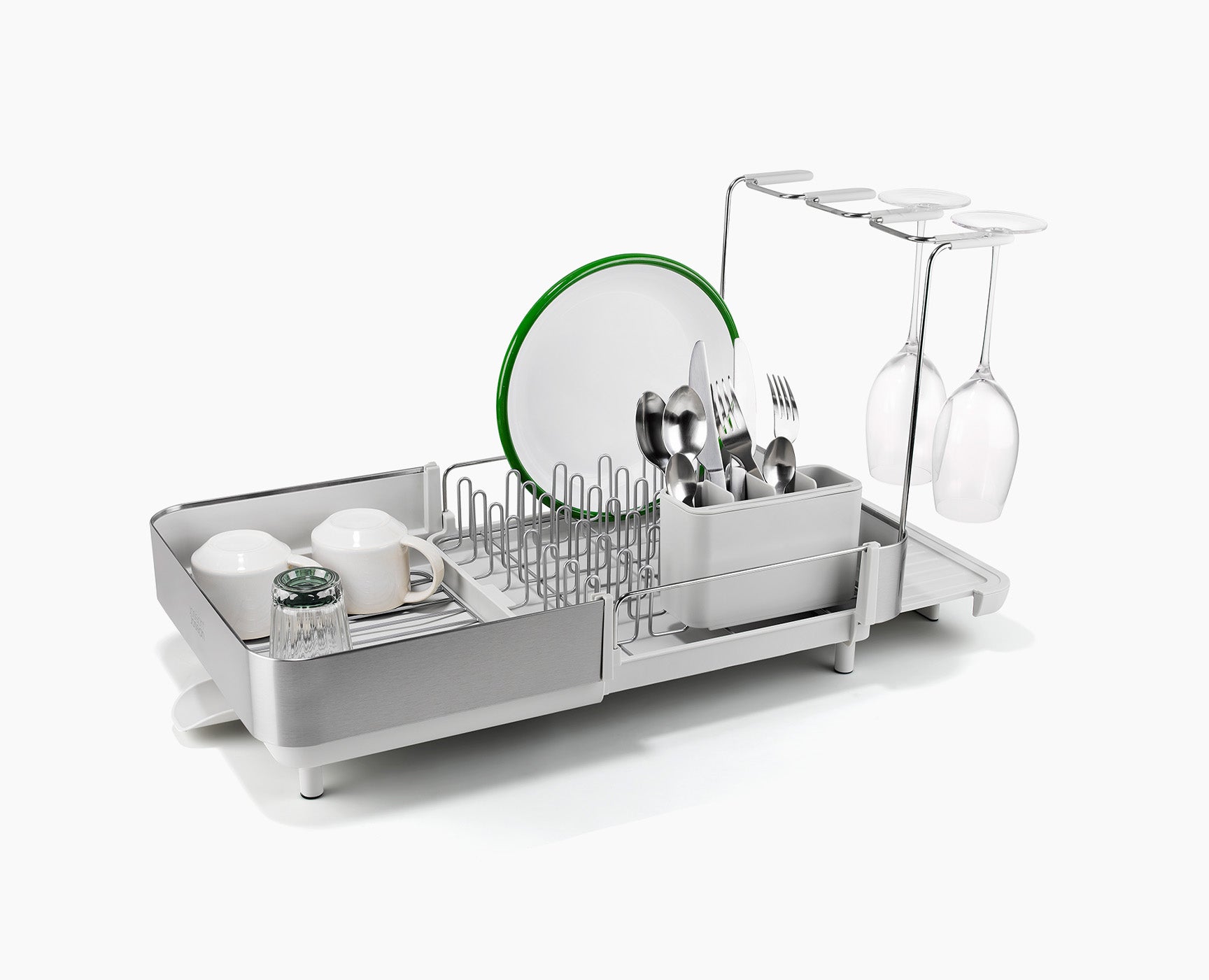 Extend™ Steel Plus Expandable Stone Dish Drainer with Wine Glass Rack