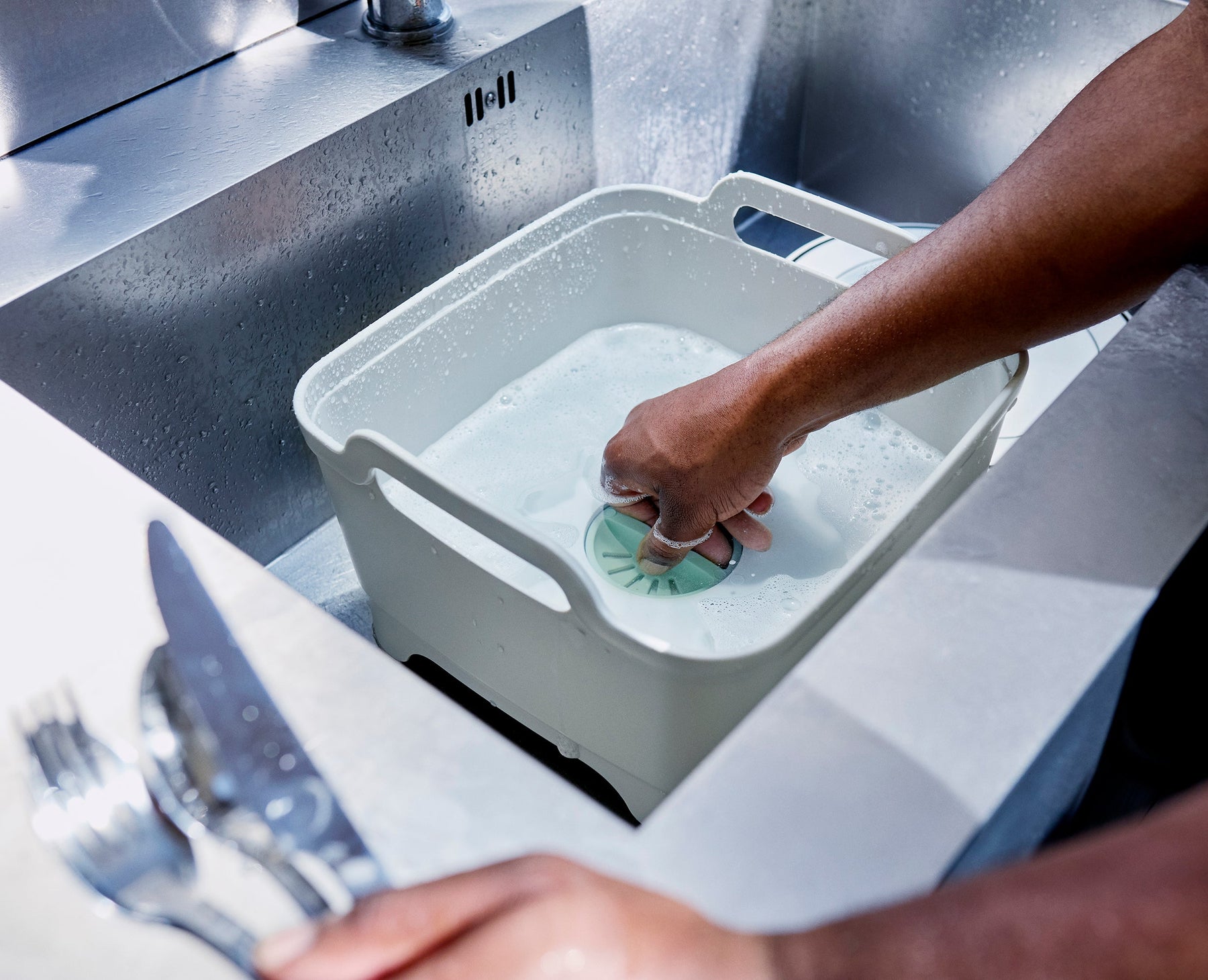 Wash&amp;Drain™ Stone Green Washing-up Bowl