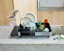 Extend™ Steel Plus Expandable Black Dish Drainer with Wine Glass Rack