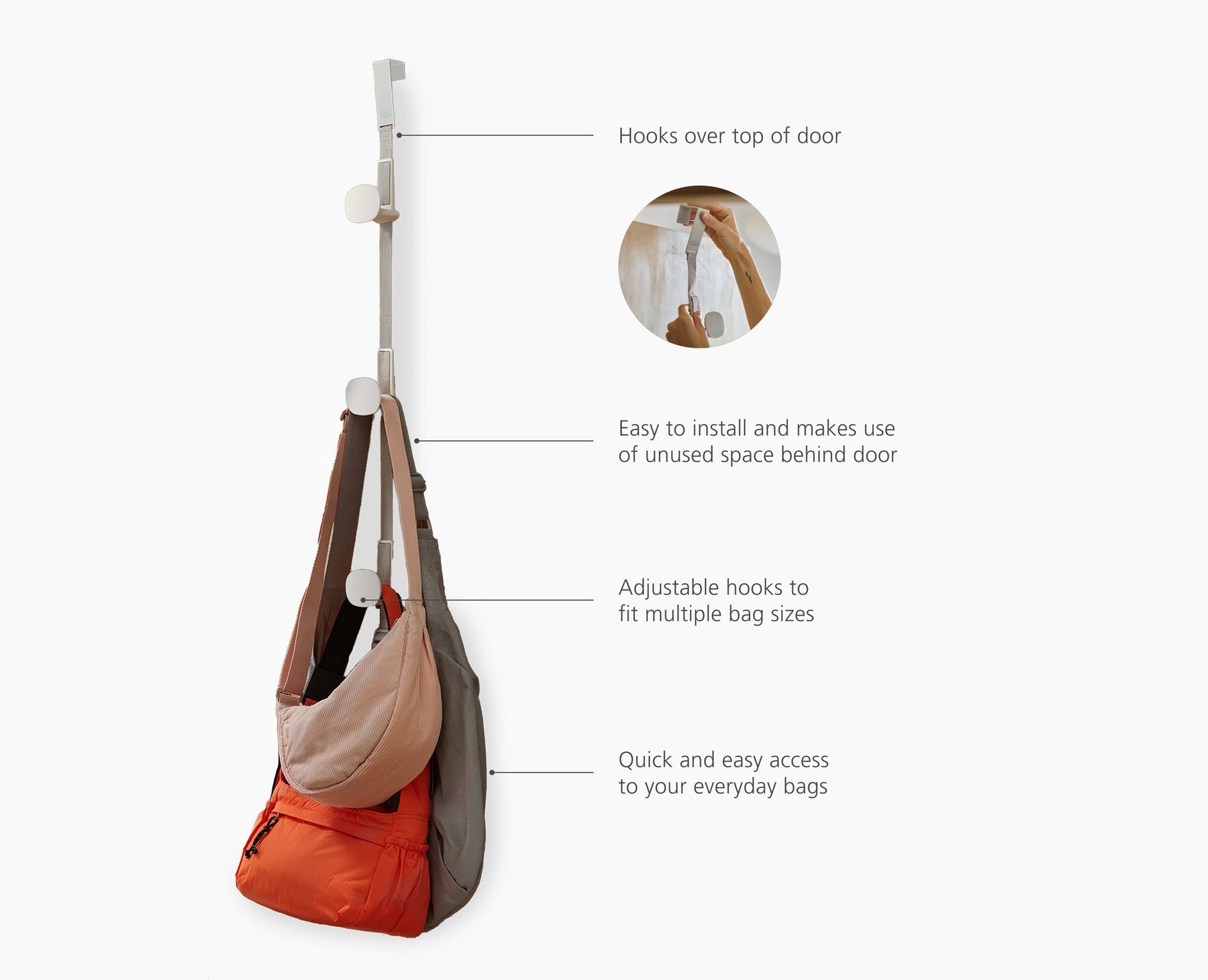 Orderly™ Ecru Over-Door Handbag Storage Holder