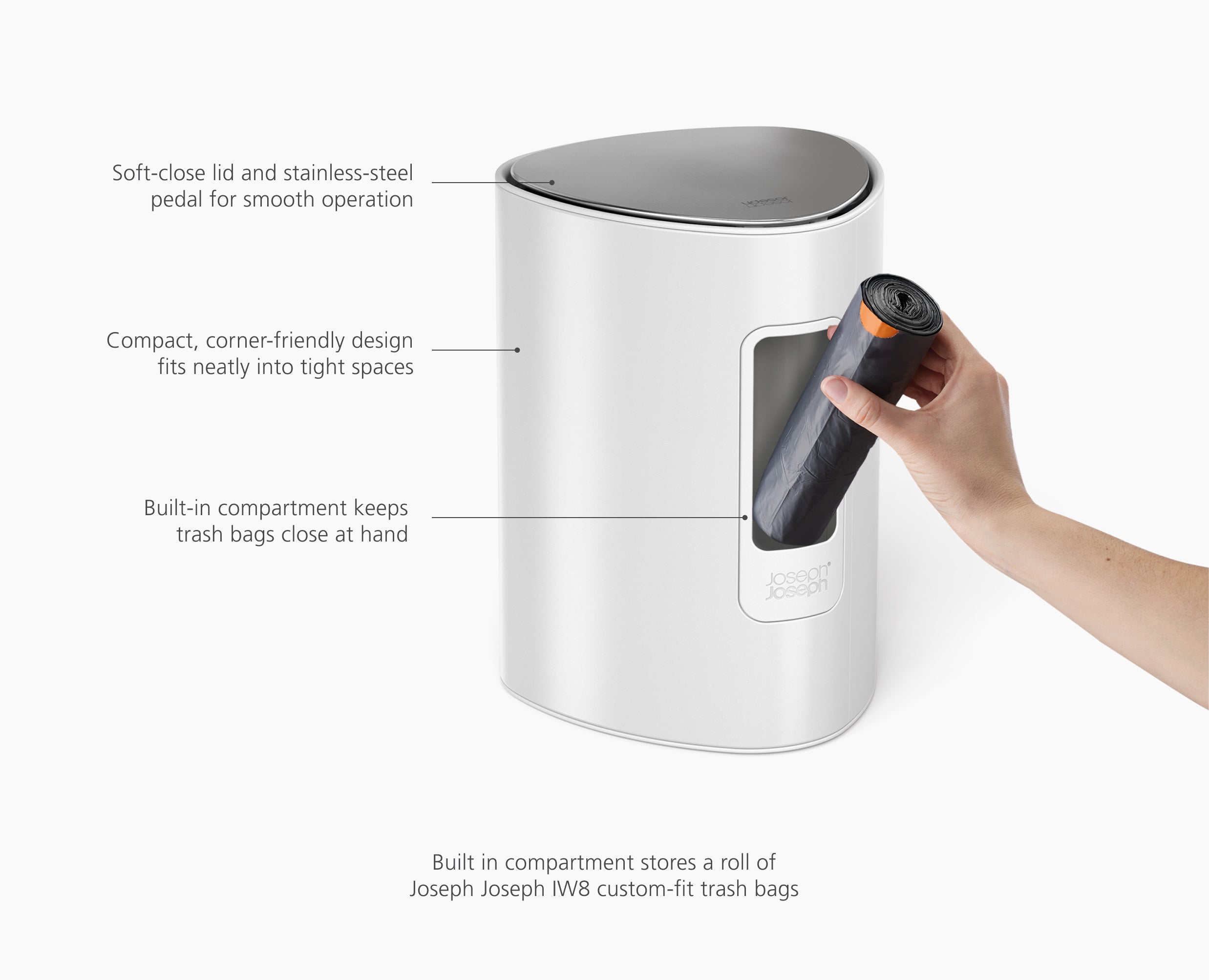White 5L Bathroom Trash Can and Bag Set | Joseph Joseph US