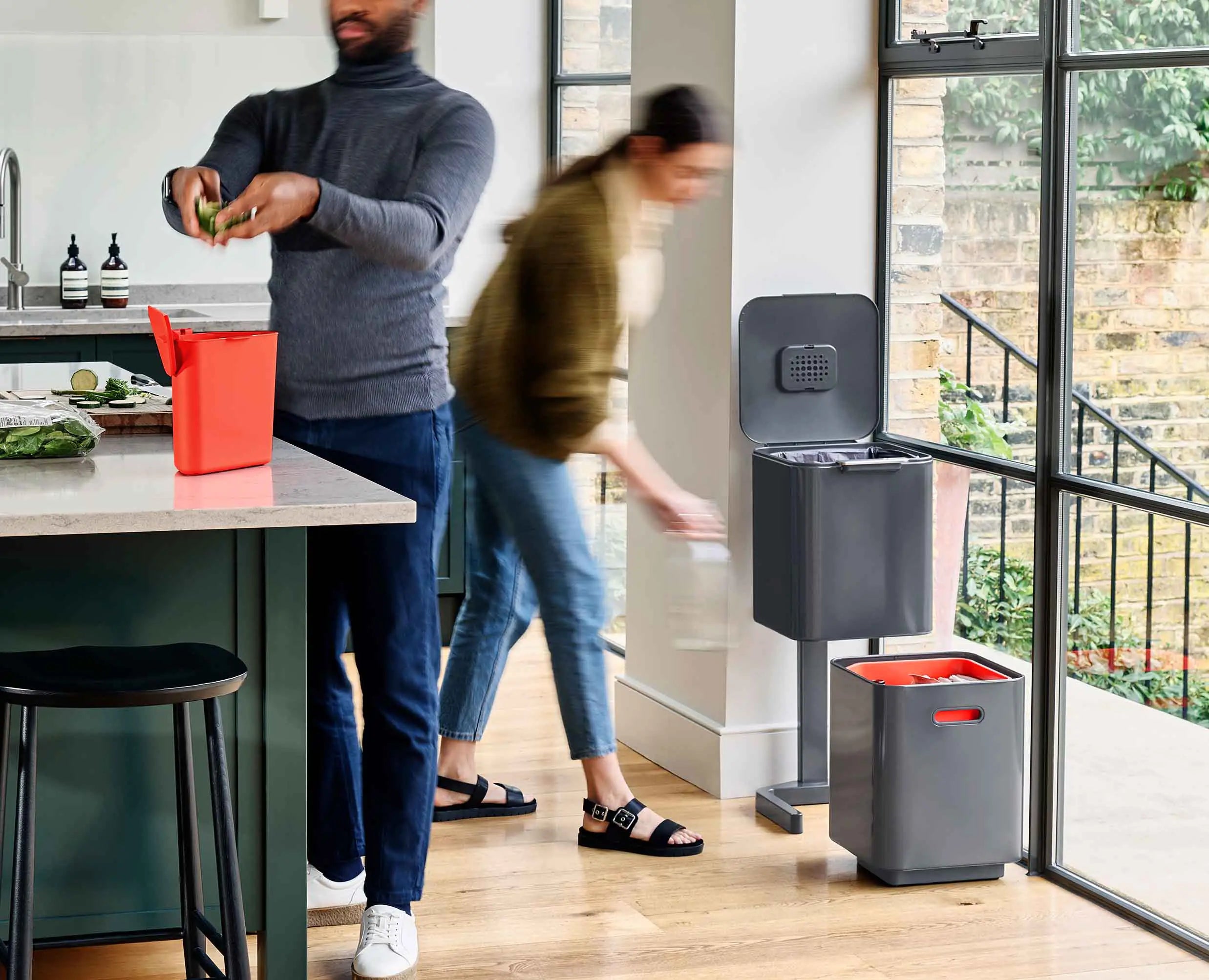 40L Waste & Recycling Trash Can (Gray) | Joseph Joseph US 40L Waste & Recycling Trash Can (Gray) | Joseph Joseph US