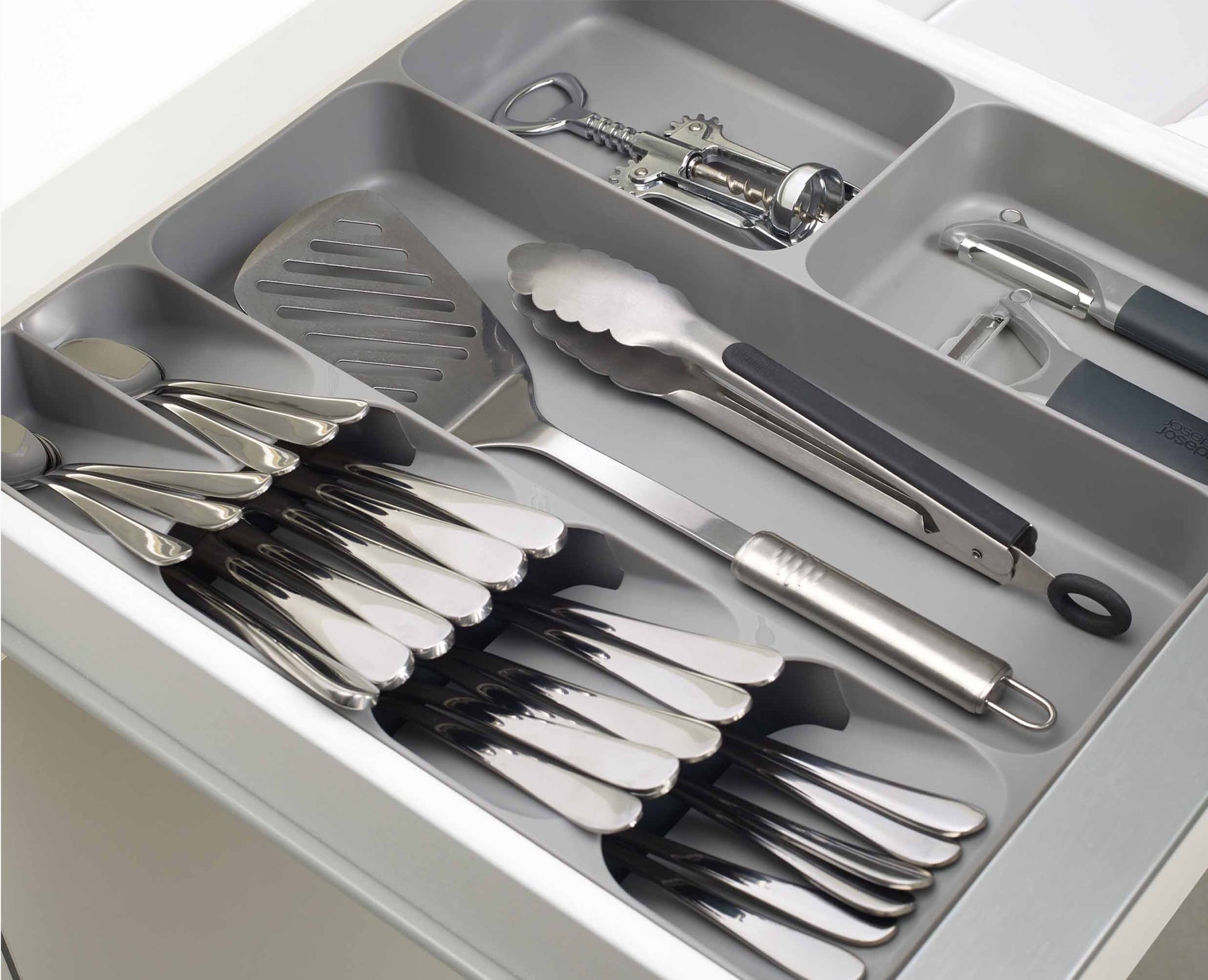 DrawerStore™ Gray Cutlery, Utensil & Gadget Organizer