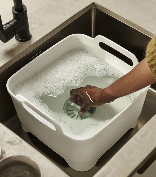 Wash&Drain™ Washingup Bowl Stone/Green Joseph Joseph