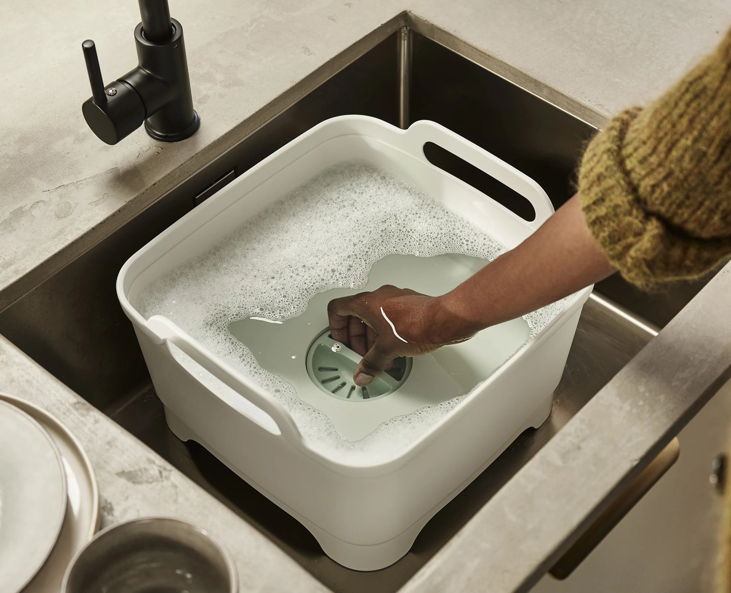 Wash Drain Stone Green Washing up Bowl