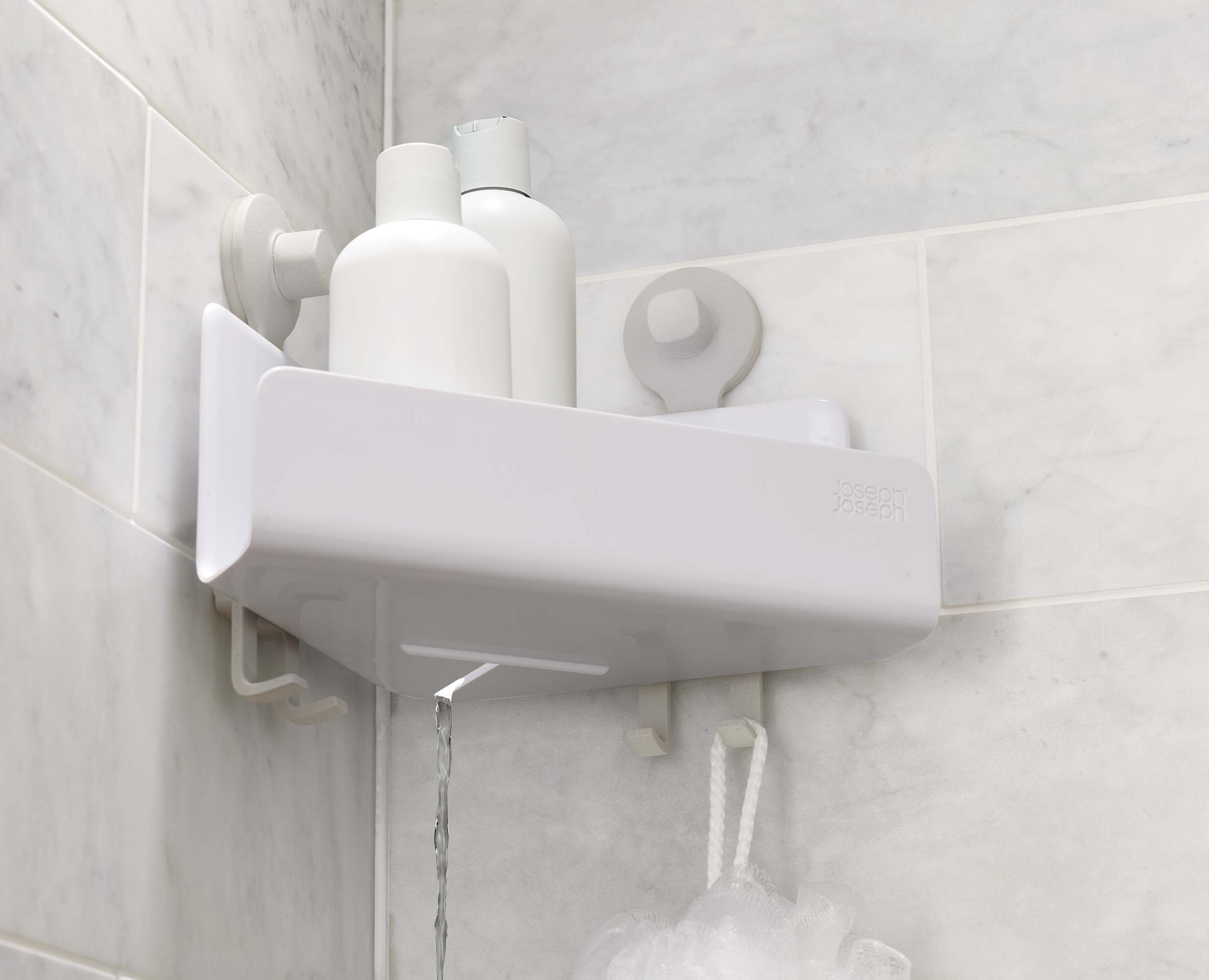 White corner on sale bathroom shelf