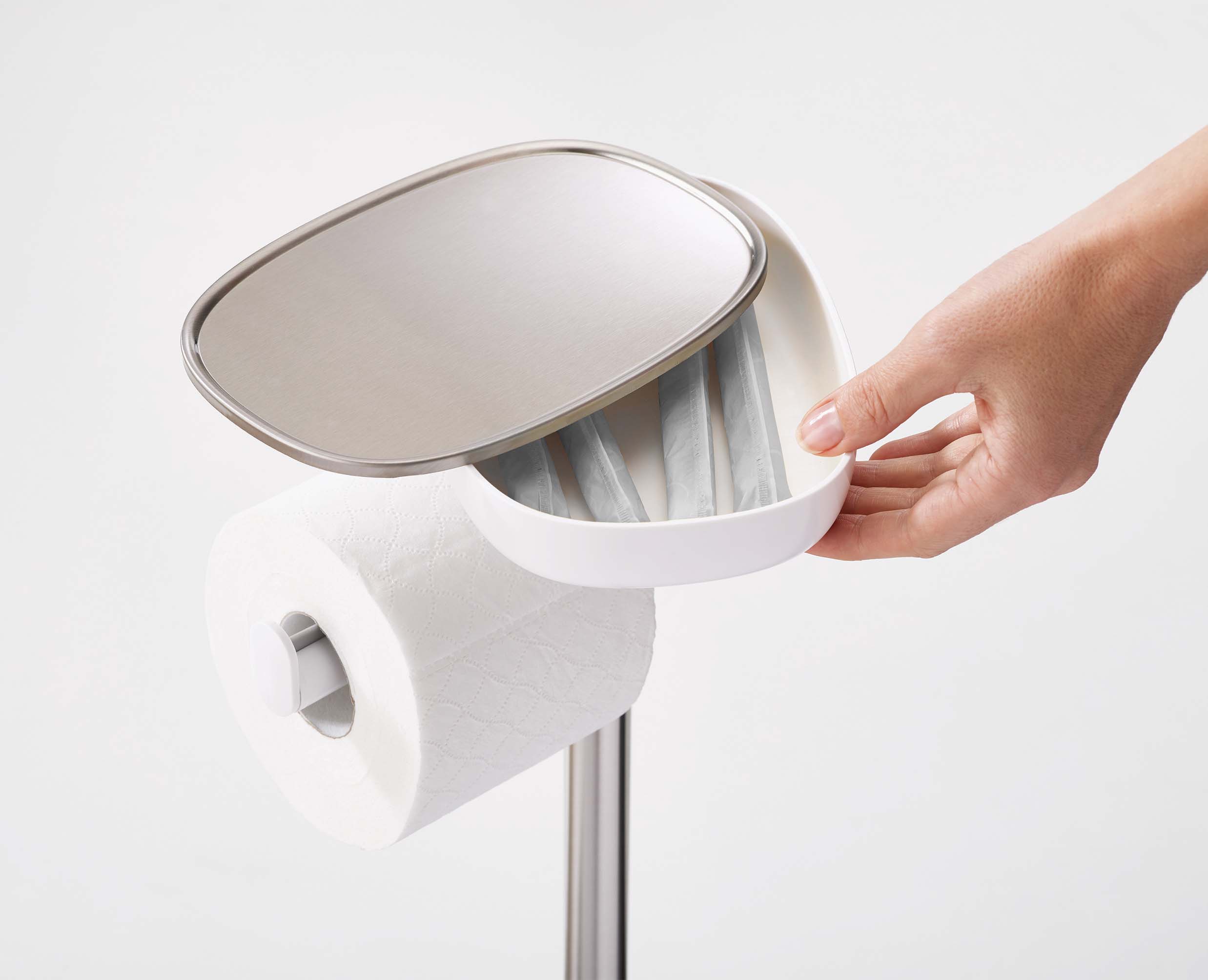 EasyStore™ Plus Stainless-steel Toilet Roll Holder with Toilet Brush